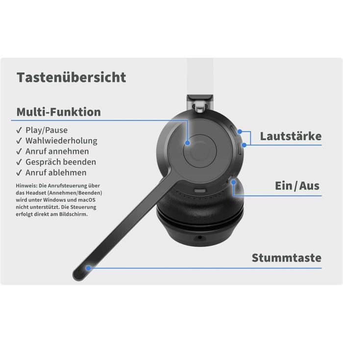 Casque Bluetooth - GEQUDIO - GB-2 - Microphone - Réduction de bruit - Autonomie 39h