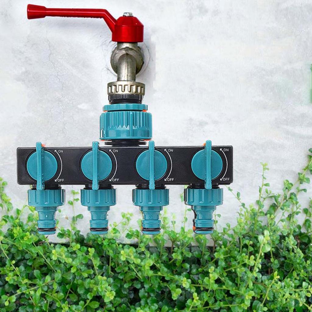 Divisor de Agua de 4 Vías Adaptador de Riego para Jardín Conector de Manguera para Riego de Jardín Césped