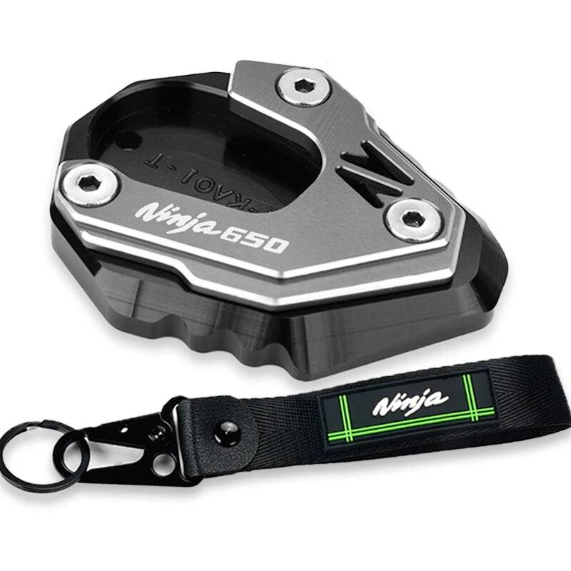 Ninja650 2023 For Kawasaki NINJA 650 RS 2017-2023 2022 Motorcycle Accessories Kickstand Side Stand Enlarger Pad Keyring