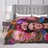 F-Frida K-Kahlo Art Knitted Blanket Paintings Fuzzy Throw Blanket Summer Air Conditioning Printed Soft Warm Bedspreads,