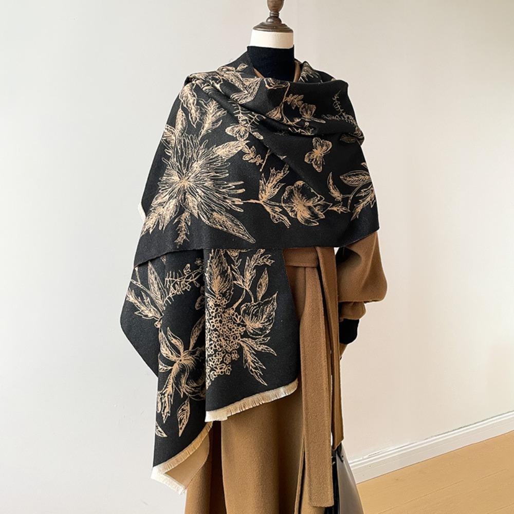 

Warm Pashmina Scarf Two-Sided Design Winter Scarves Luxury Wrap Shawl Winter темные хаки