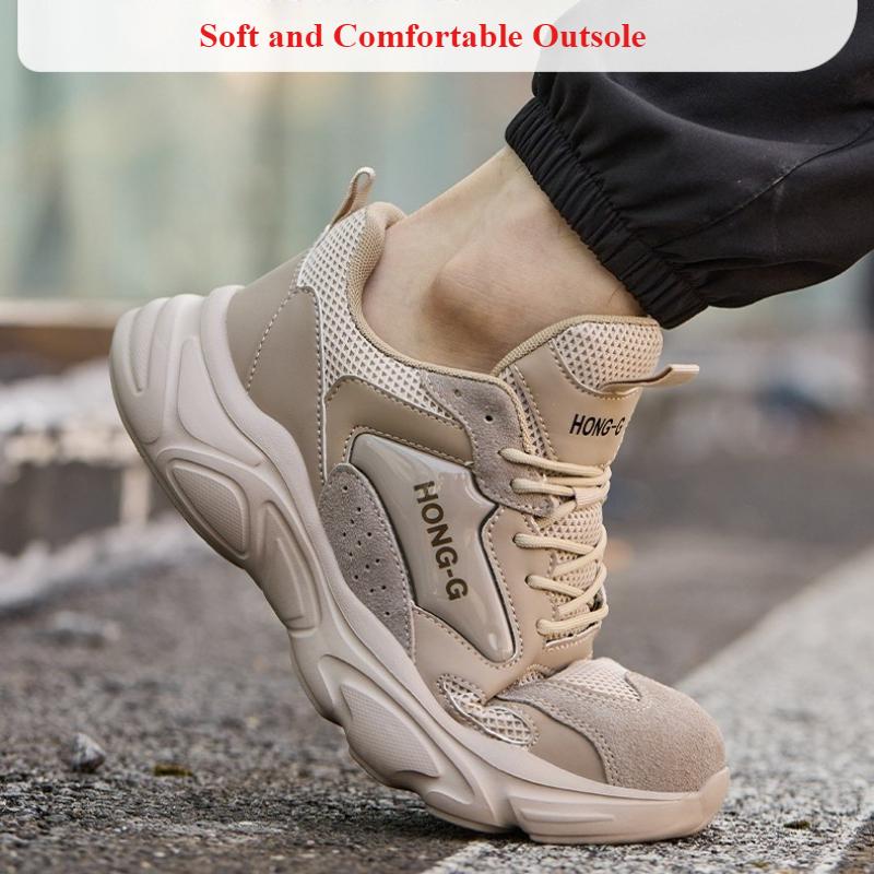 Werkschoenen Heren Dames Veiligheidsschoenen met Stalen Neus Lichtgewicht Comfortabele Ademende Beschermende Schoenen Veiligheidssneaker Grijs 46