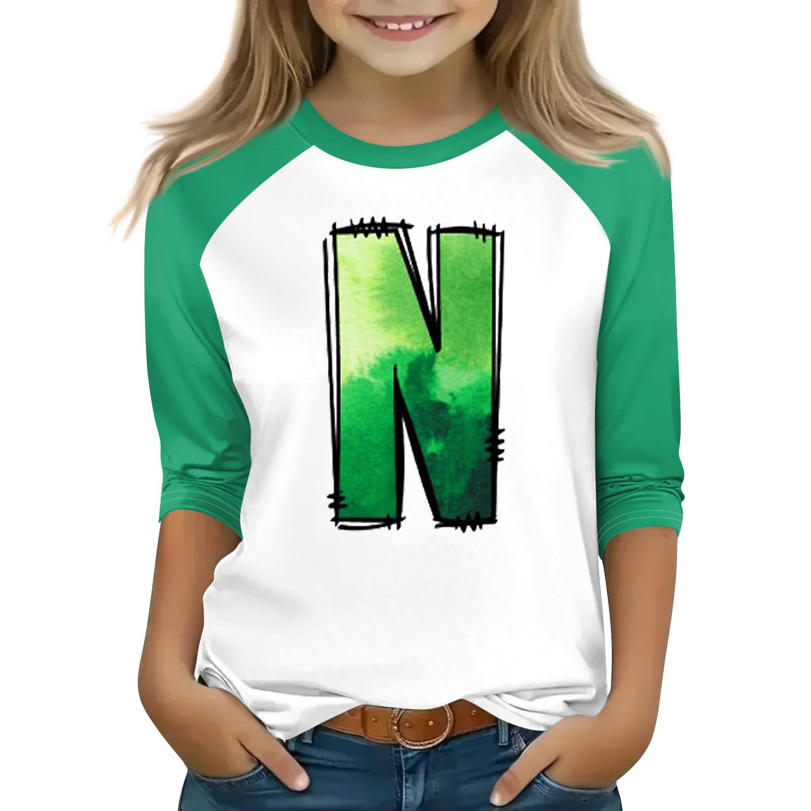 

Топи для молодих дівчат 4-16 років Футболки з круглим вирізом і рукавами 3/4 Модні топи Футболки 130 жовтий