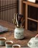 Hand-Painted Kung Fu Tea Ceremony Set: Six Gentlemen Accessories with Tea Tongs, Brush, and Tea Pet