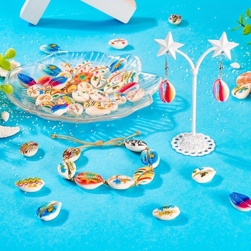 4/9/15 buc Margele Decorative Pictate din Material Scoică, Scoică Colorată Neporoasă Scoică Ocean Margele Vrac pentru Confecționarea Bijuteriilor Interval Be