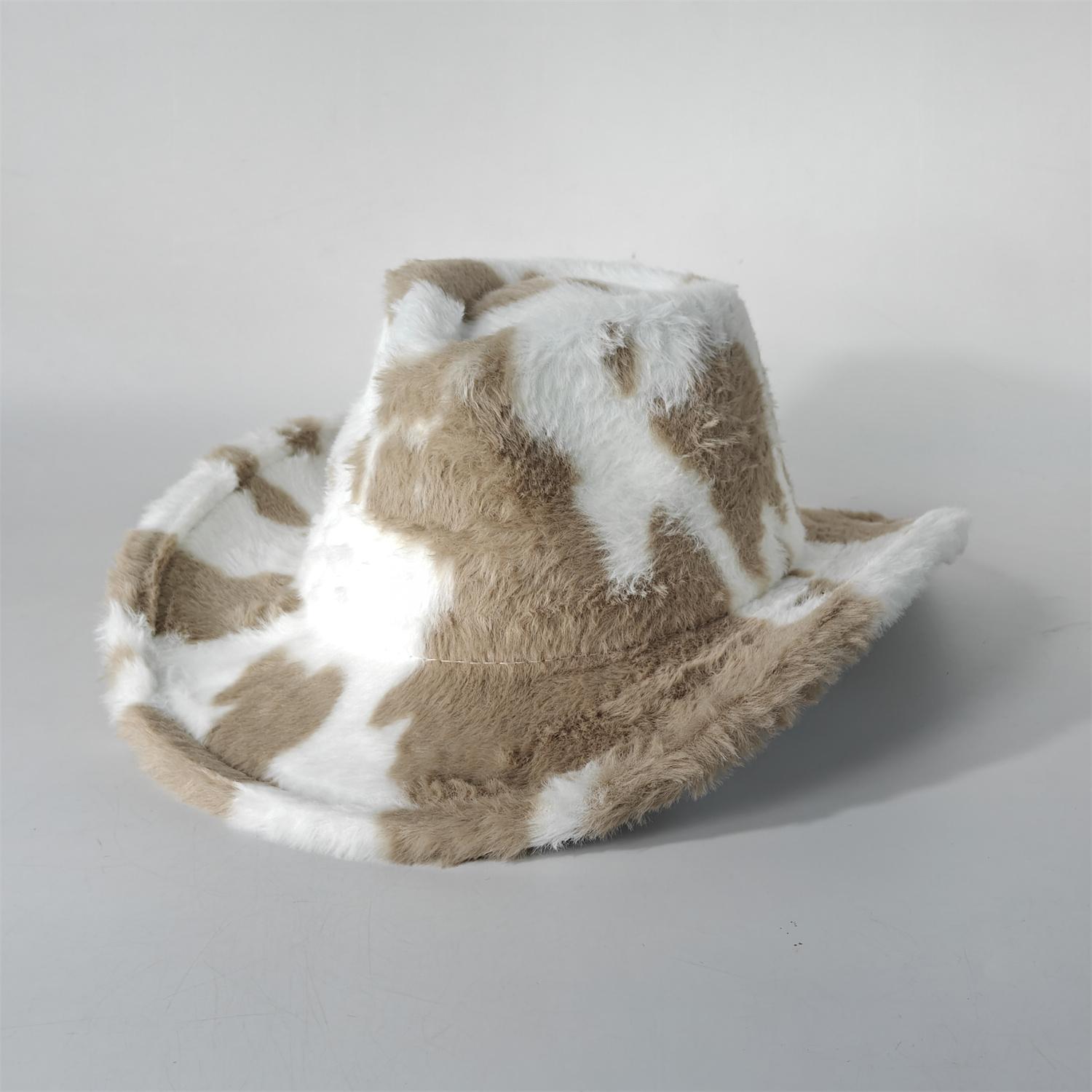 Leopard Print Rabbit Fur Cowboy Hat 7.5 cm Western Cowboy Fedora Men and Women s Panama Fashion Travel Party Hat Warm Cowboy Hat 56-58cm