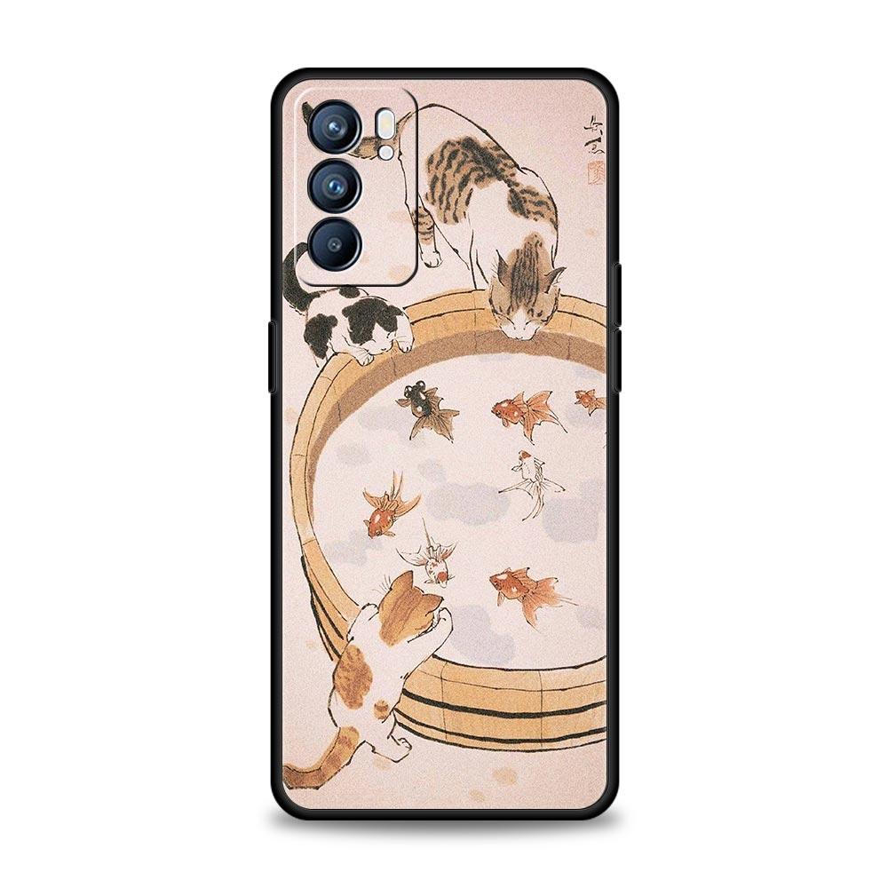 Cat Fishing Phone Case For Oppo Reno14 Reno13 Reno12 11 F 10 Find X5 X9 Pro A54 5G A53 A52 A9 A16 A78 4G A80 A98 Cover