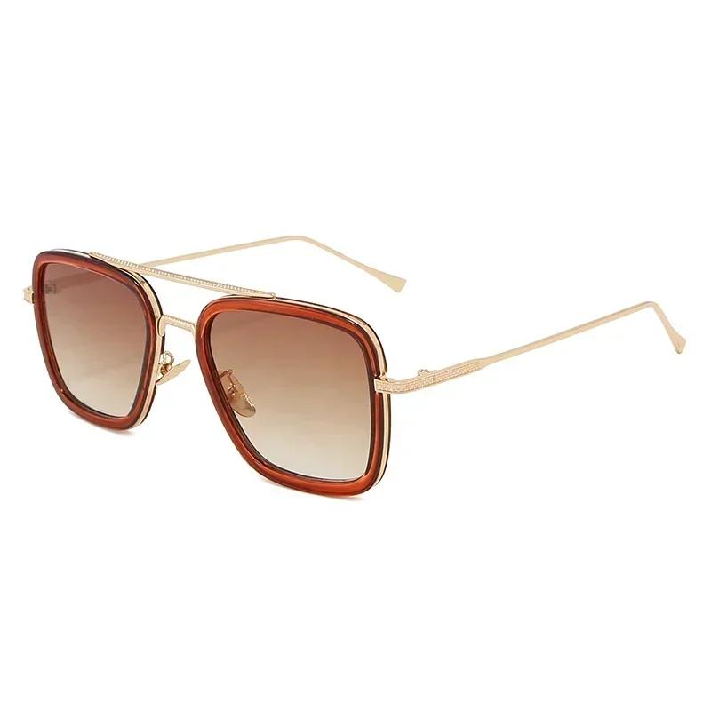 High Quality Durable High Quality Fashion Tony Stark Sun Glasses Iron Man Sun Glasses Vintage Square Metal Frames