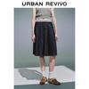 UR 2025 Women's Vintage Bowknot Pleated Denim Skirt