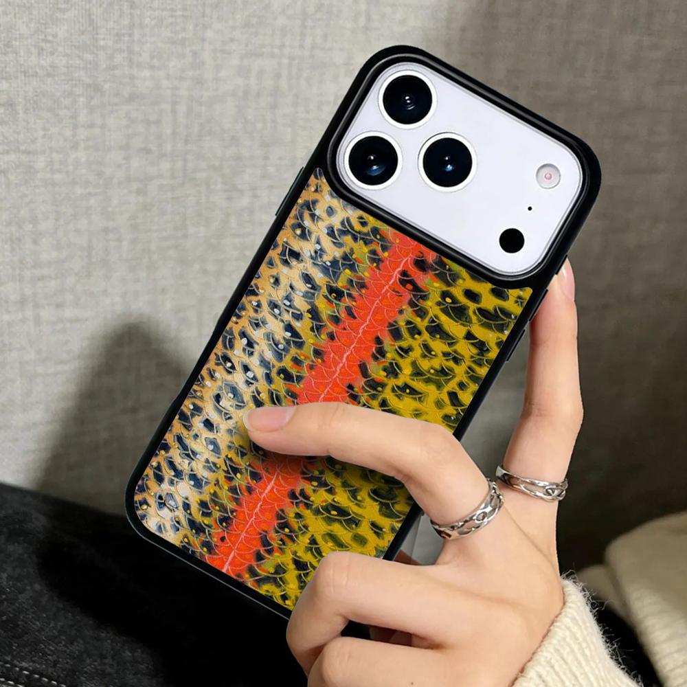 Capa Case für iPhone 17 Air 16 Pro Max 15 Plus 11 13 Mini 14 12 Rückseite Handyhülle Regenbogenforellen-Angel-Skin weich
