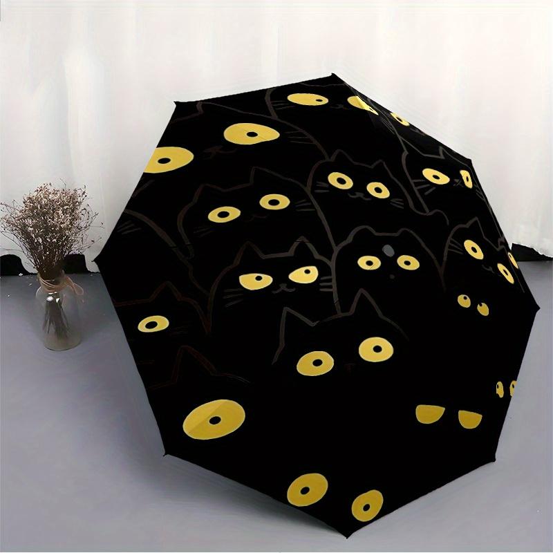 1pc Black Cats Pattern Auto Open/Close Cute Cute Umbrella with One Touch Button,, Windproof Design   Lightweight Portable Umbrella for Women & Men6076