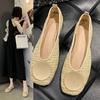 Fashion Fashion Leather Casual Ladies Footwear Flats Flat Apricot Women's Shoes Kawaii Cute Square Toe With Bow Shoe Young Wholesale