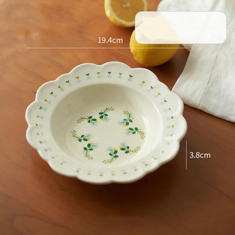 Chinese Style Small Flowers Ceramic Plate Home Outdoor Party Fruit Dessert Plates Exquisite Breakfast Sandwich Plate Yogurt Bowl