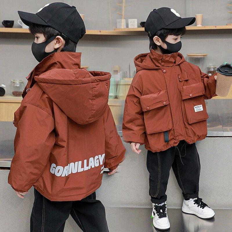 Boys' Fleece-Lined Jacket, Winter Casual Children's Cotton Coat