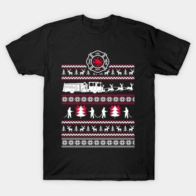 Firefighter Ugly Christmas Sweater Made in Australia T-Shirt M