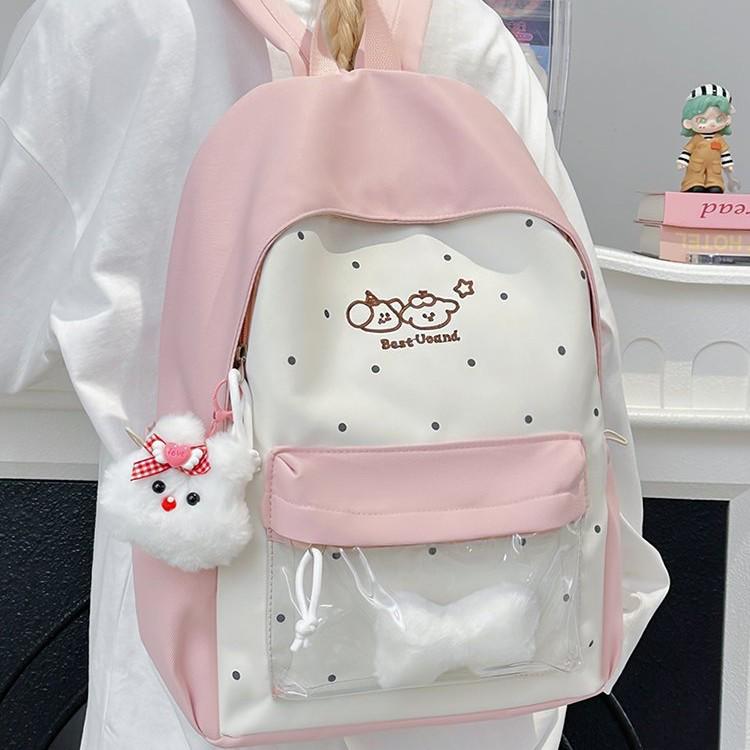 Large Capacity Japanese Style Backpack - Lightweight, Cute Cartoon Design for Female Students