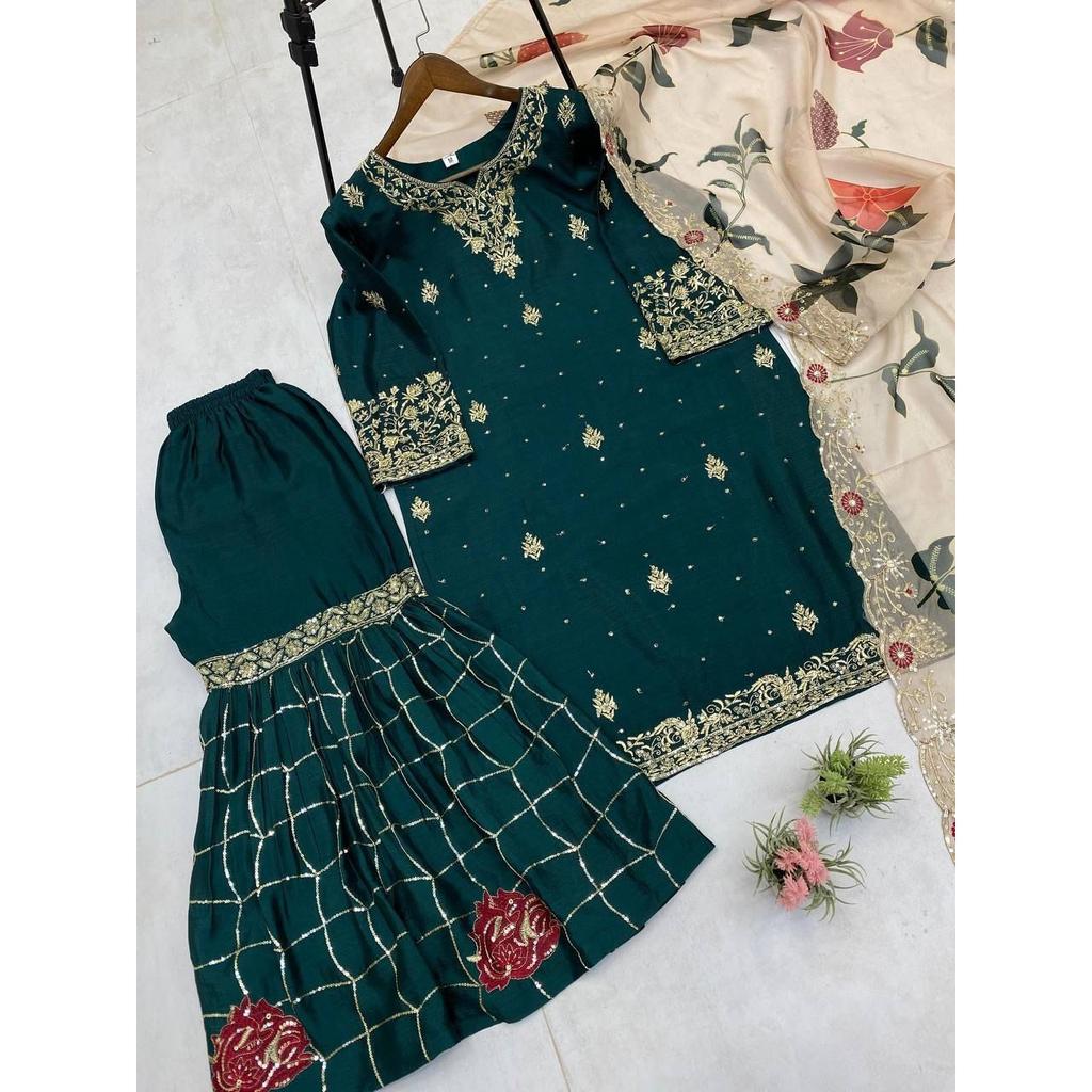 Indian Bollywood Designer Salwar Kameez Paksiatni Beautiful Ethnic Sharara Suit