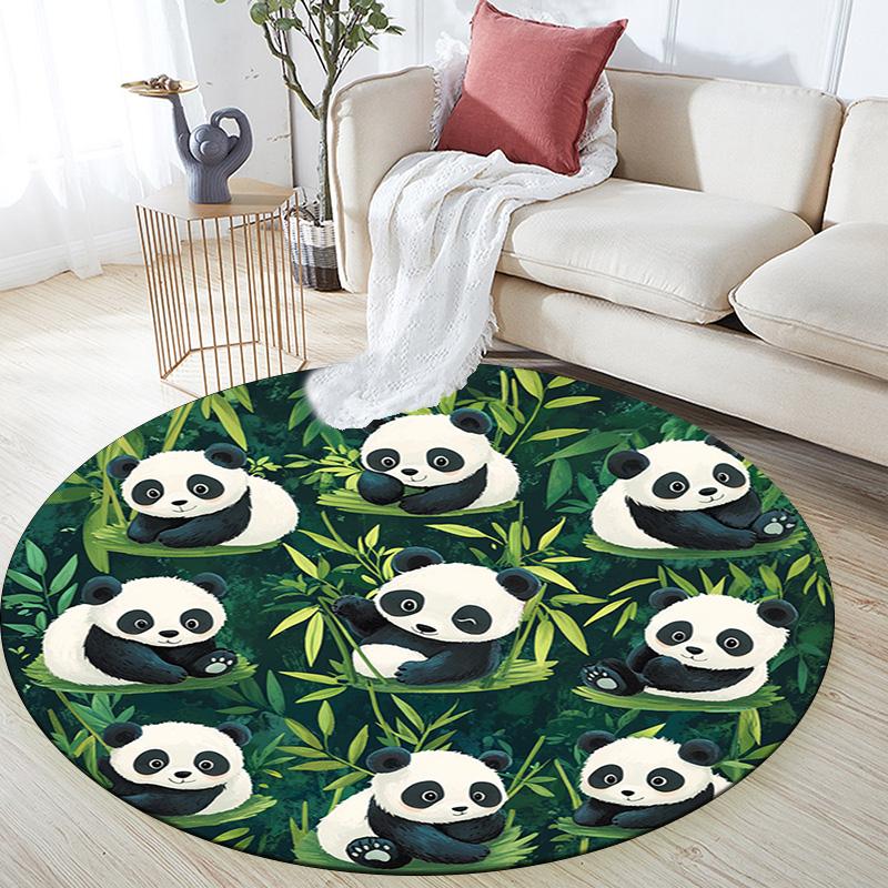 Pandas Round Area Rug,Carpet Rug for Living Room Bedroom Sofa Playroom Decor,Non-slip Floor Mat