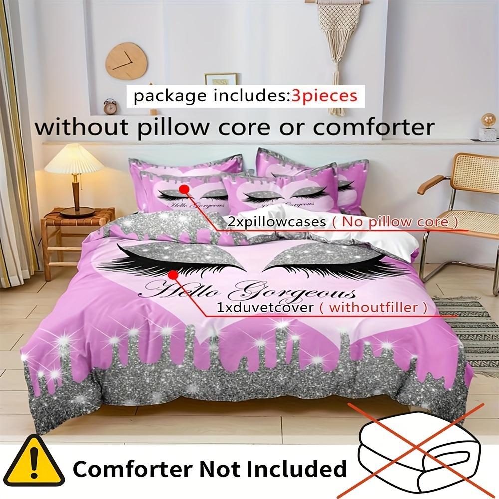 HD Higital Printing Purple Eye Lash Bedding Set Soft Comfortable Duvet Cover For Bedroom Guest Room1*Duvet Cover+2pcs*Pillowcase