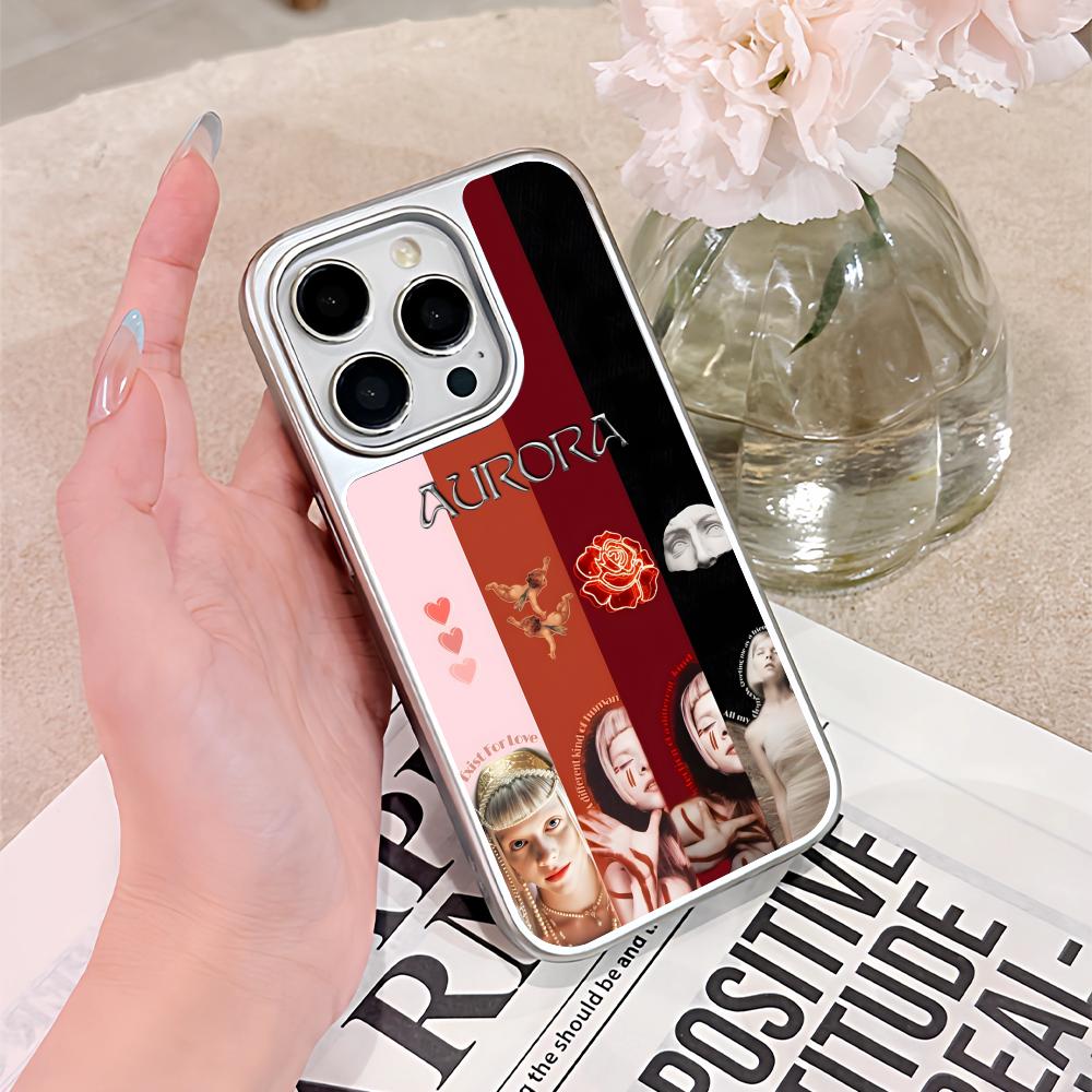 Aurora Aksnes Silver Plating Mobile Phone Case for iPhone 17 16 15 14 13 12 11 Air Pro Max Plus Colorful Cover