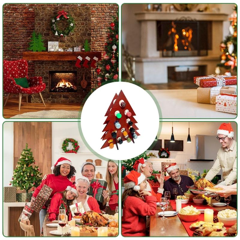Durable Wood Wines Bottle Holder Elegant Wines Storage Rack with Christmas Countdown Designs for Party Enthusiasts