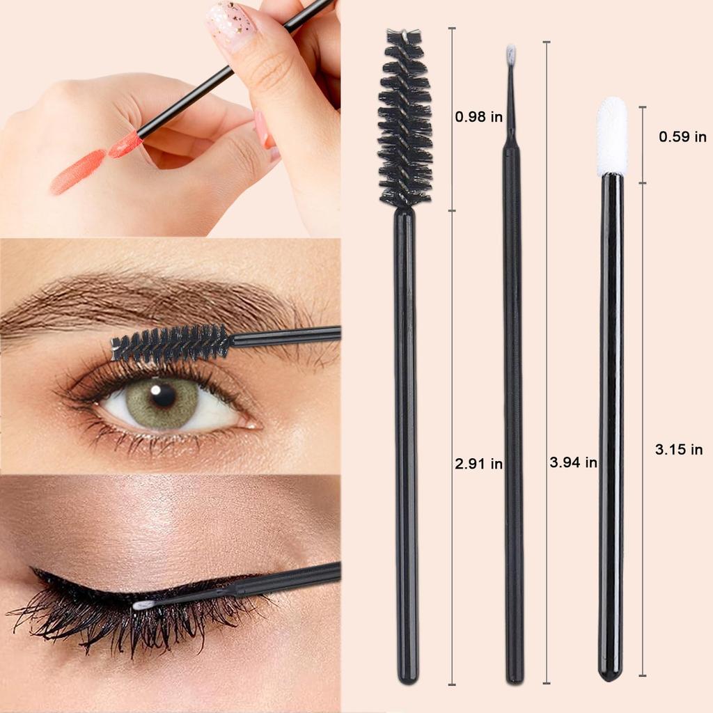 200Pcs Eyelash Extension Kit, Lash Spoolies Extension Supplies Eyebrow Brush Mascara Wands Lip Brushes Applicators Disposable Micro Swab Brushes for