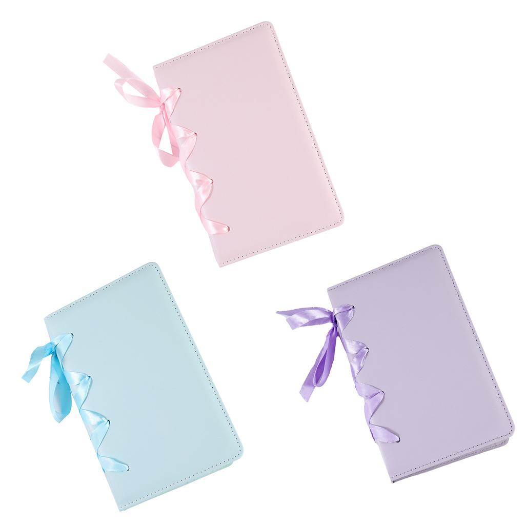 A6 Photo Album with 25 Inner Pages PU Leather Binder Album Lovely Bows Photo Book Kpop Photocard Holder for 3'' Photo