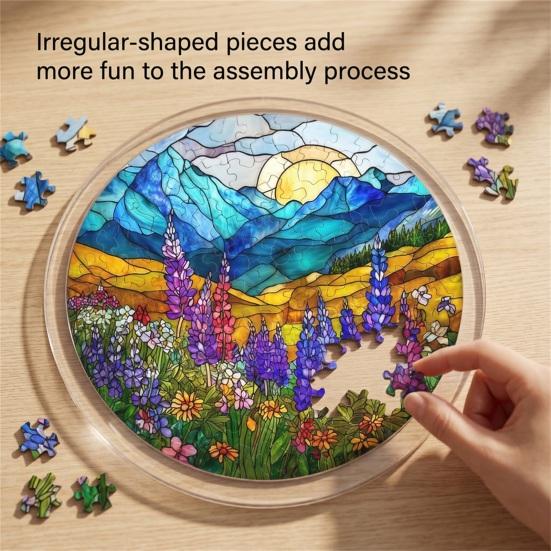 Acrylic Jigsaw Puzzle Suncatcher Kit, Stained Glass Style DIY Window Hanging Ornament for Home Decor, Gift for Women Men Mom