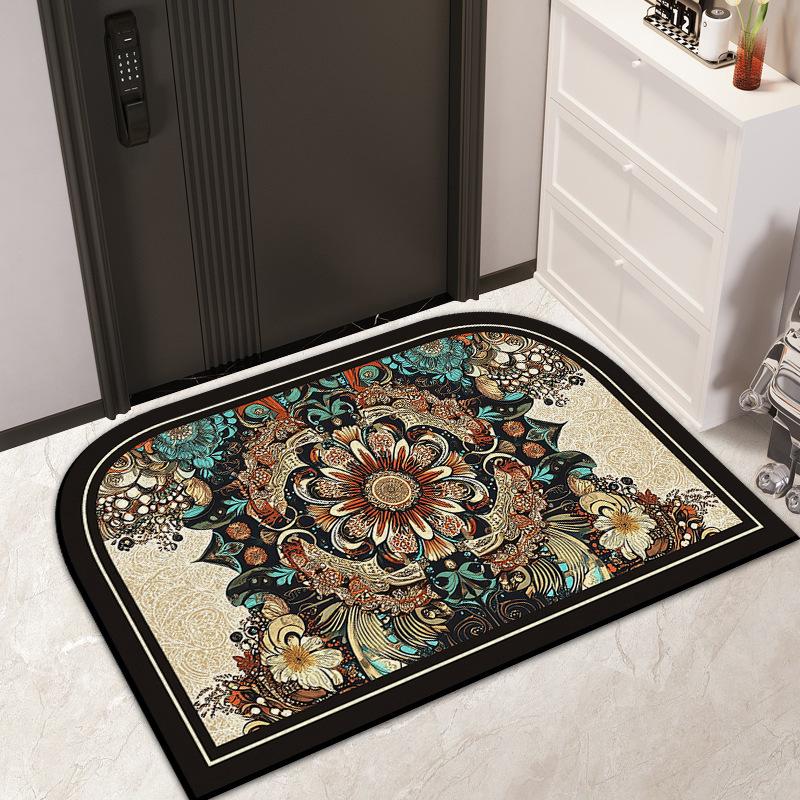 Entry Door Floral Silk Floor Mat Household Entrance Door Dirt Mat Outdoor Dirt Resistant Dust Removal Can Be Tailored Carpet