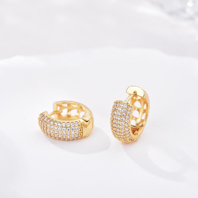 Luxury AAAA Zirconia Round Huggie Hoop Earrings For Women Geometric Ear Buckle Wedding Engagement Party Trendy Classic Jewelry