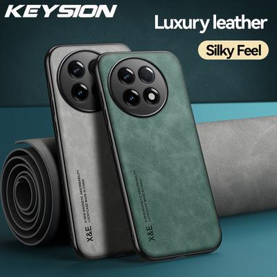 KEYSION Custodia in pelle PU retrò di lusso per OnePlus 13R, cover posteriore antiurto in silicone morbido + PC per OnePlus Ace 5 Pro 1+ 13R 5G