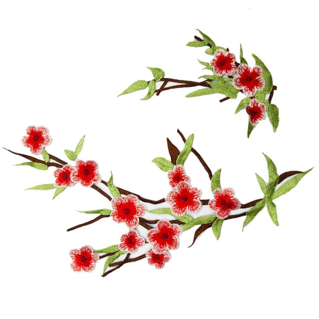 2Pcs Flower Embroidered Patches Sew On Embroidery Applique Flower Fabric Collar Patches for Clothing Jeans Jackets Skirt