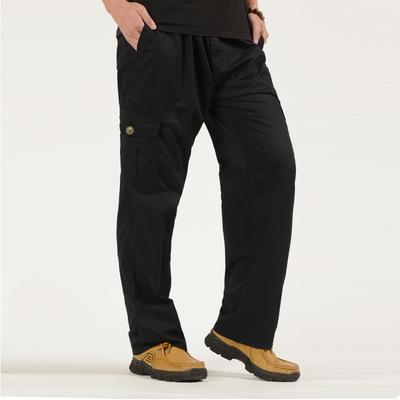 Herren Frühling und Herbst Übergröße Hosen Outdoor Amerikanisch Locker Gerade Baumwolle Freizeit Hosen Elastischer Bund Arbeitshosen