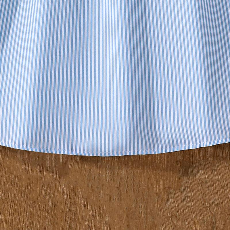 Girls' Dress New Spring-Summer Style Square Neck Stylish Striped Casual Vacation Style Strapless Waist-Cinching Long Dress