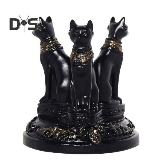 Faux Crystal Ball Display Stand Black Cat Animal Hand Holder Resin Statue Sculpture Home Office Bookshelf Desktop Decoration Ornament