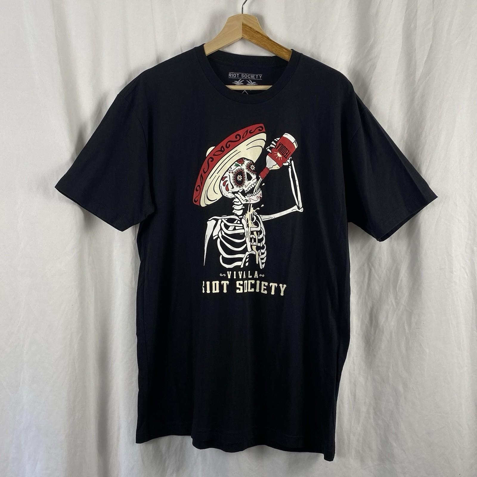 Vivala Riot Society Skeleton Tequila Graphic Tee 100% Cotton Large S разноцветный