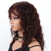 Grey Brown Blond Black White Wigs with Bangs Shoulder Length Curly Synthetic Wigs for Women Daily Cosplay Heat Resistant Fibre