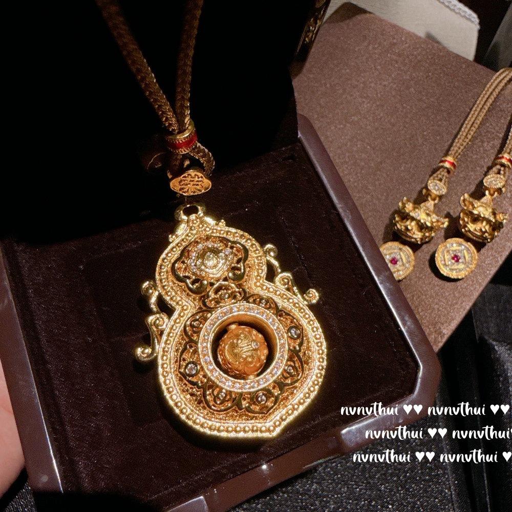 Ancien Ciseau en Filigrane d'Or Gourde à Cheveux Multi-Belle Pendentif Collier, Nouveau Style Chinois, Bracelet Sac Chanceux Enroulé Femme Riche
