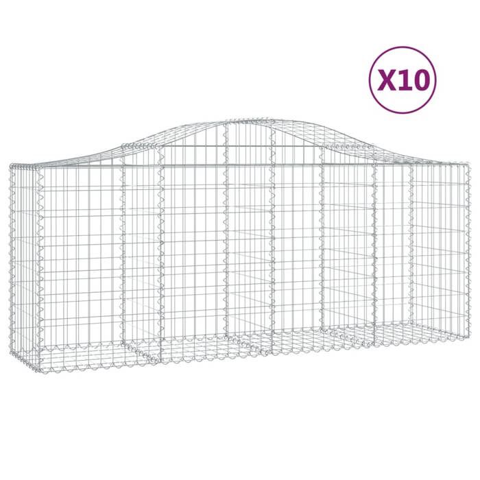 VidaXL 10x Paniers à Gabions Arqués Cages à Gabions Arquées Murs de Gabion Barrières de Jardin Terrasse Extérieur 3145627