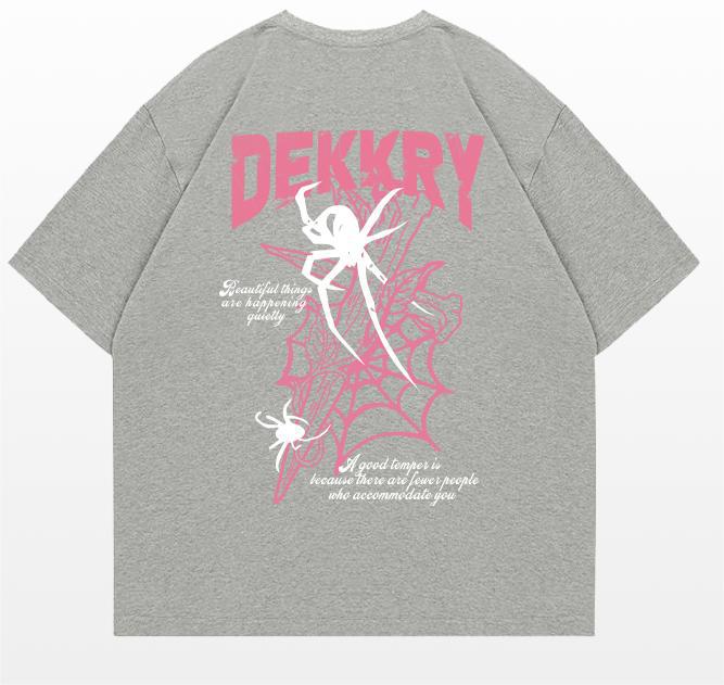 American high street ins spider print short-sleeved t-shirt men's and women's summer loose casual student crew neck cotton top tide