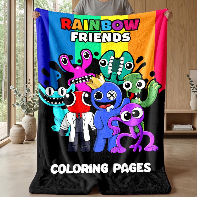 Rainbow Friends Cozy Flannel Blanket, Comfortable Warm Throw Blanket for Bedroom Sofa Home Use