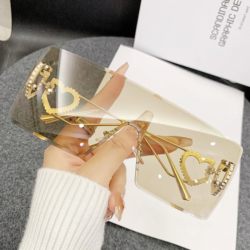 

Солнцезащитные очки без оправы для женщин, для альпинизма, с защитой от ветра и ультрафиолета, солнцезащитные очки Love Day And Night шампанского