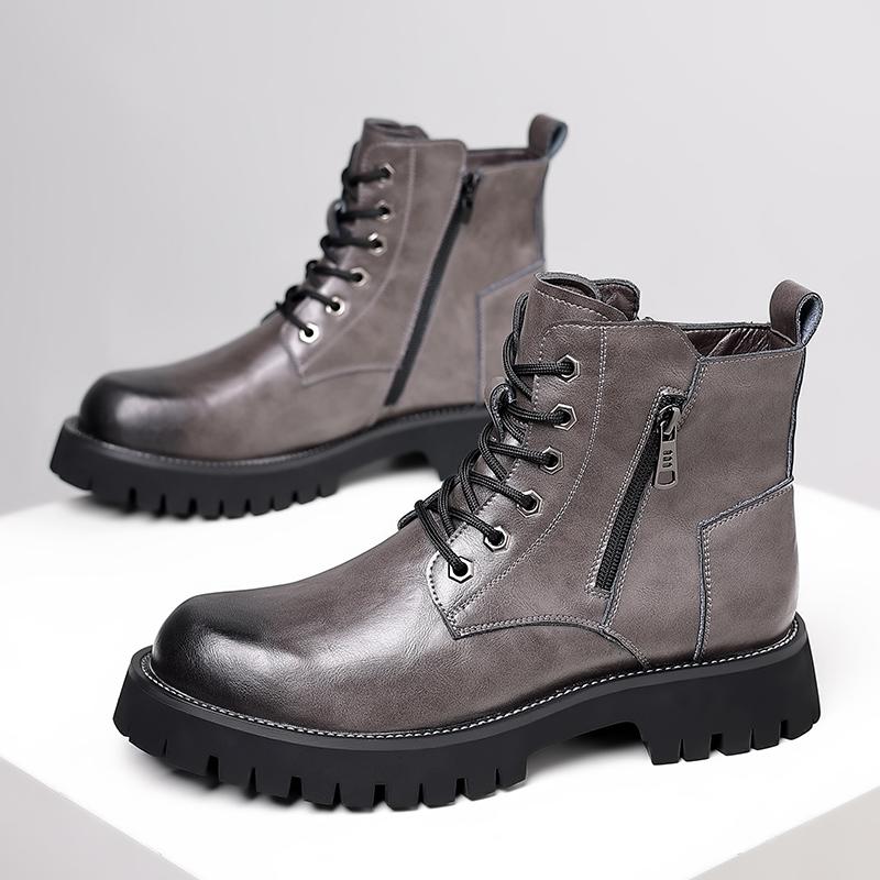 Golden Sapling High -top Leather Shoes Men 2025 Spring Outdoor Warm Plush Ankle Boots Male Quality Snow Boot Footwear