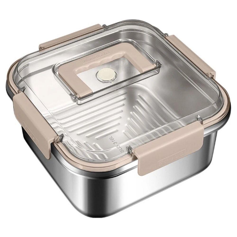 Sealed Lid Food Container with Handle Stainless Steel Sealed Picnic Box Food Lunch Box Kitchen