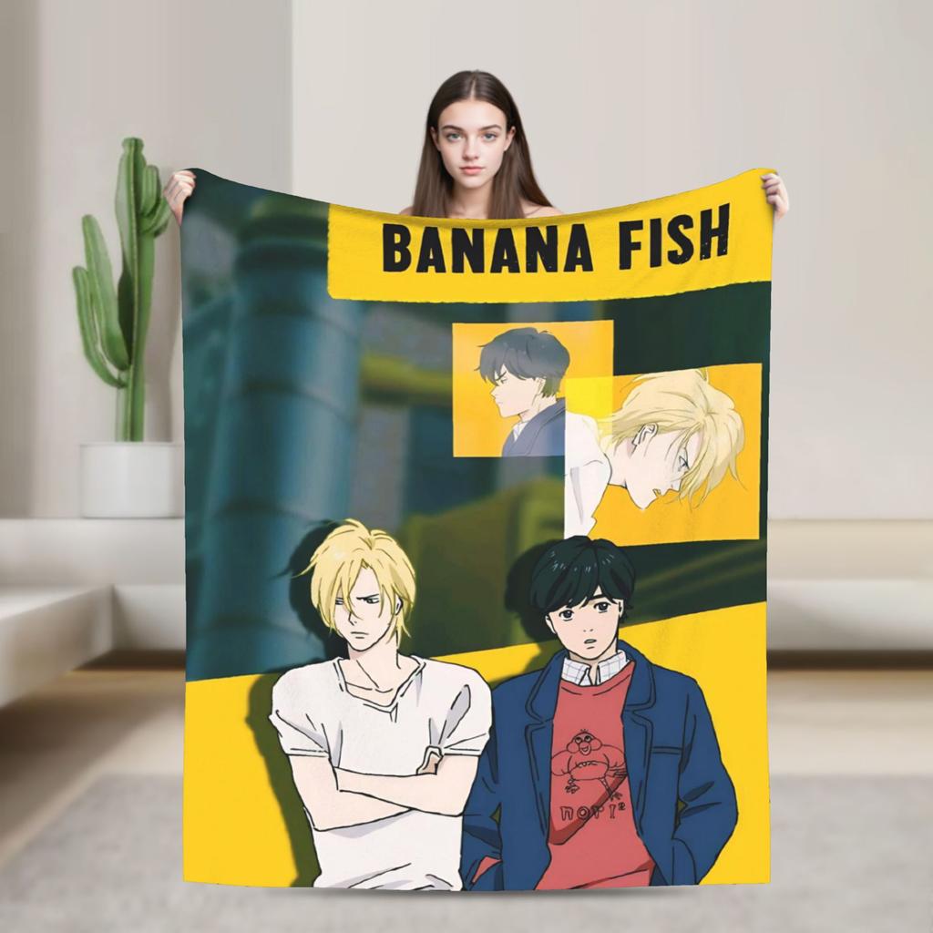 Banana Fish Anime Merch Blanket Warm Cozy Fluffy  Throw Blankets for Sofa 50x60 Inches Multi-size Bedspread