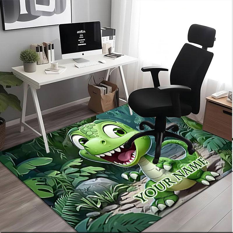 1PC Custom Name Dinosaur Adventure Jungle Theme Floor Mat Ideal for Living Room, Game Rooms, Office, Bedroom,Floor Mat Playful Design
