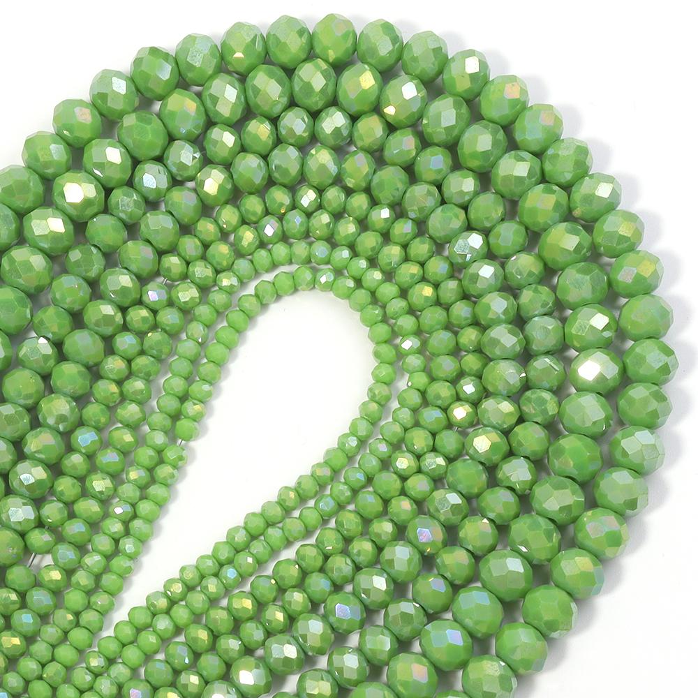1 Strand Faceted Crystal Beads Olive Green Abacus Glass Loose Spacer Beads For Jewelry Making DIY Necklace Bracelet 3/4/6/8mm
