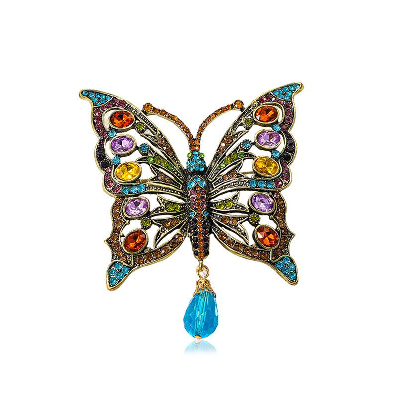 

Женская винтажная модная брошь в виде бабочки с изображением животных, хрустальная подвеска, бриллиантовая брошь в виде насекомых
