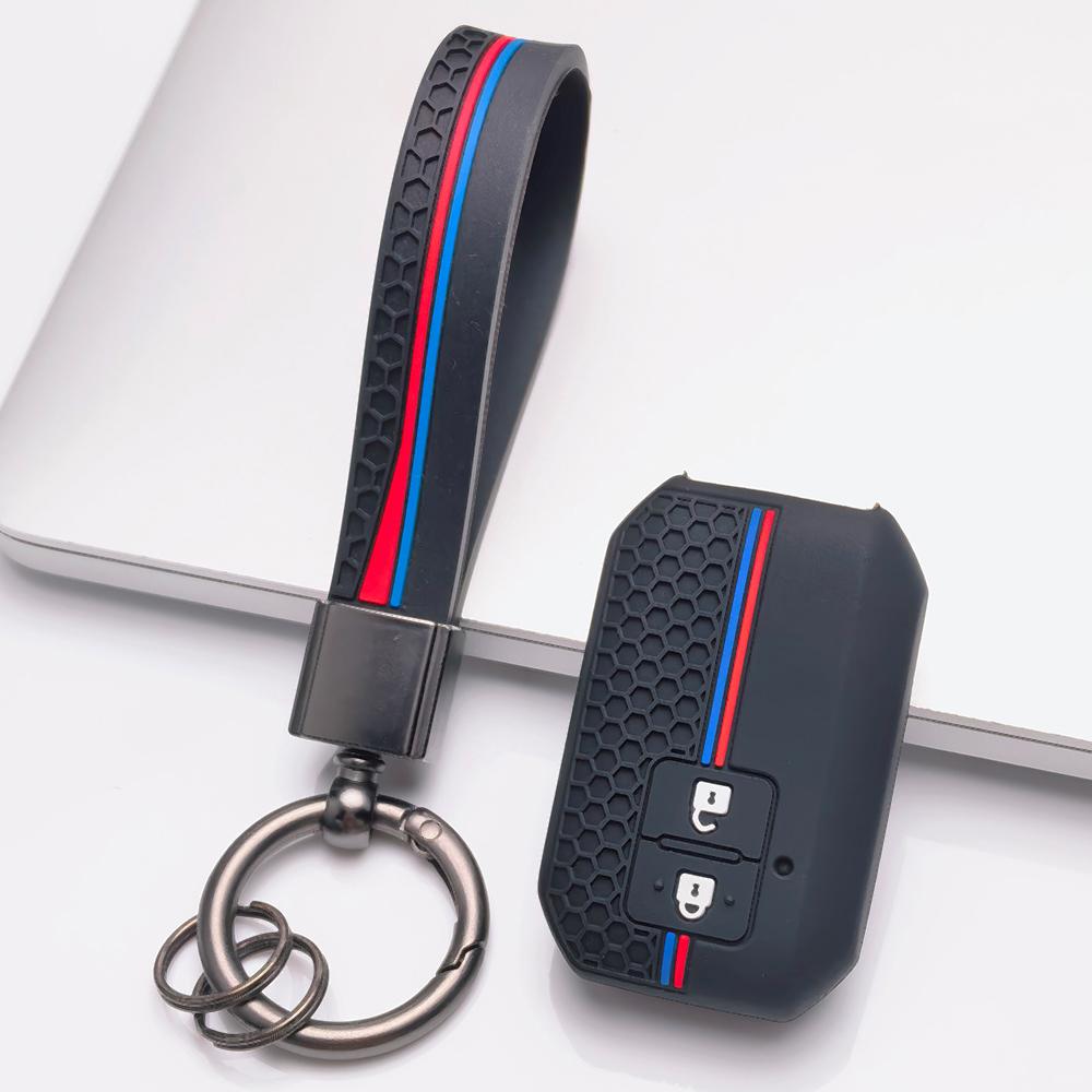 Silicone Car Key Fob Cover for Suzuki Swift Ertiga Ignis Baleno XL7 Ciaz Dzire Wagon R with Keychain Honeycomb Texture Shockproof Remote Key Protector