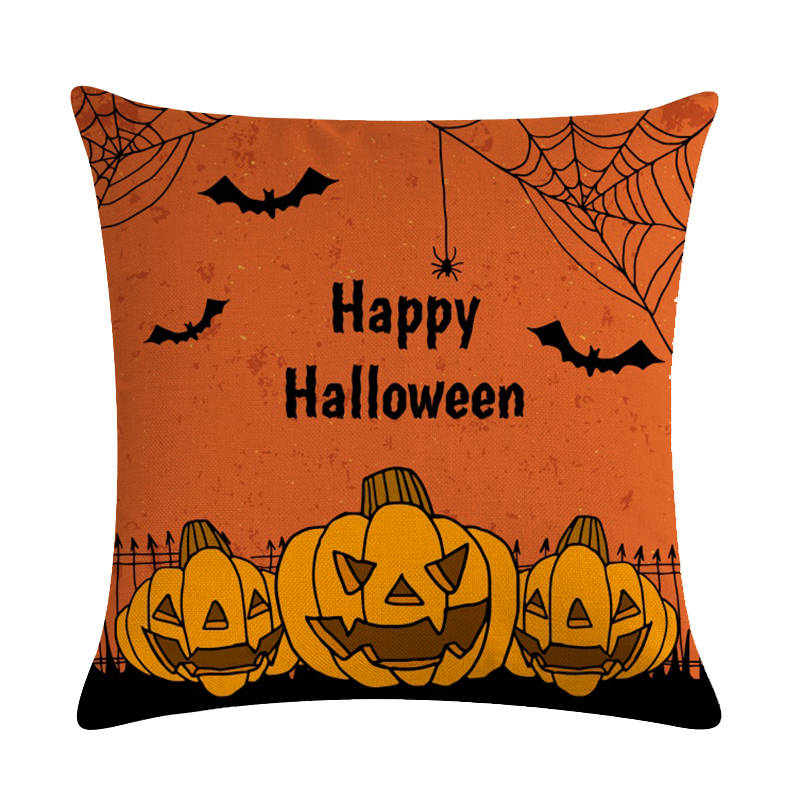 Home Decoration Pumpkin Cat Witch Halloween Happy Printing Poly Pillow Pillow Case Funda De Almohada